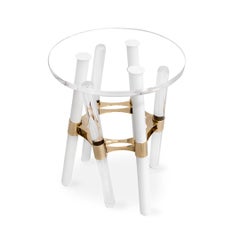 Outdoor Accent Table in Waterproof Stainless Steel with Gold Plating