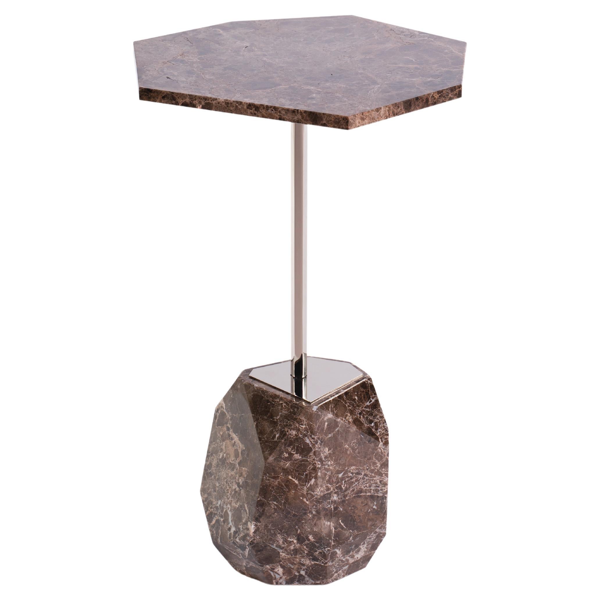 Outdoor Side Table in Emperador Marble Resistant to Weather  For Sale
