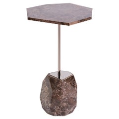 Outdoor Side Table in Emperador Marble Resistant to Weather 