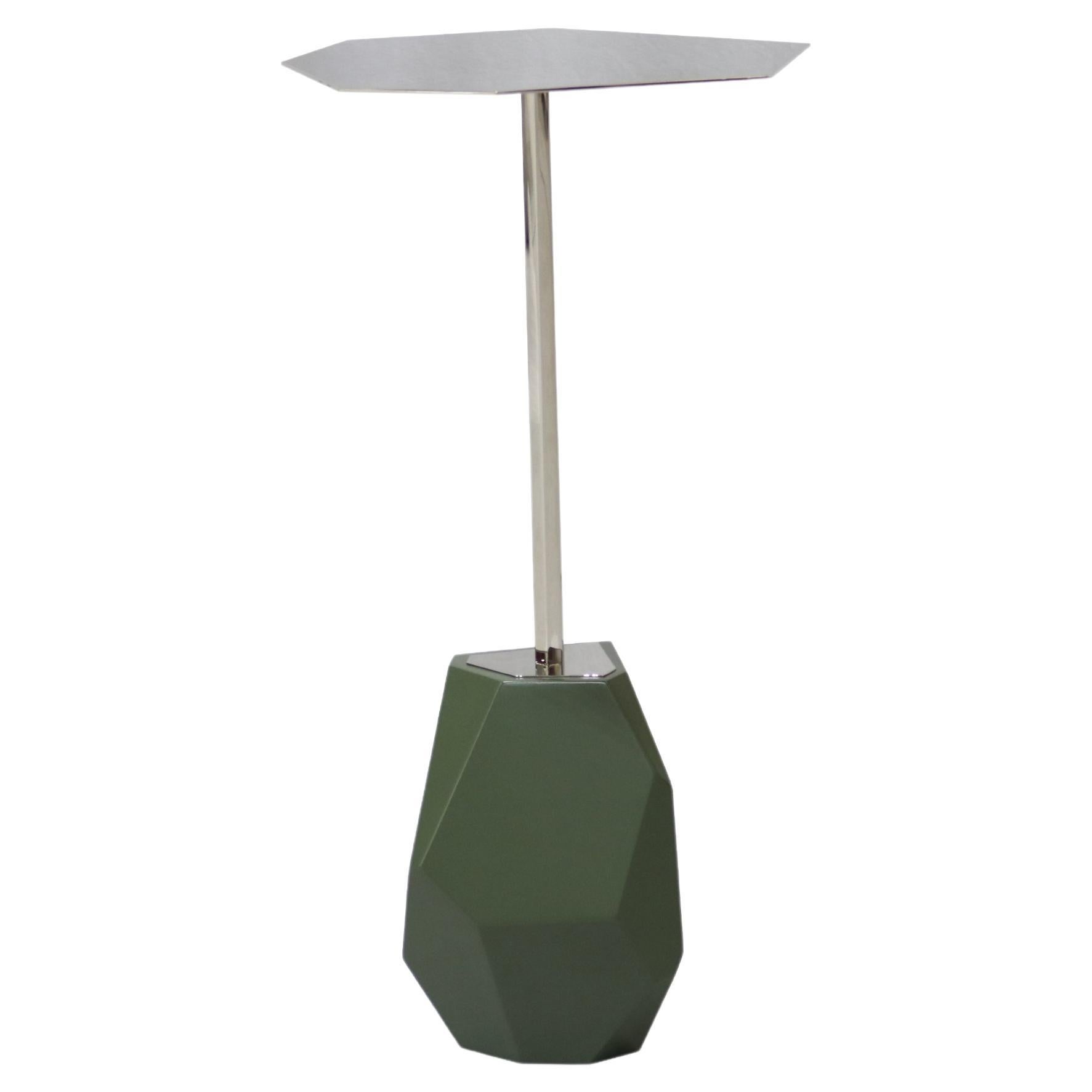 Outdoor Side Table in Stainless Steel and Fiberglass For Sale