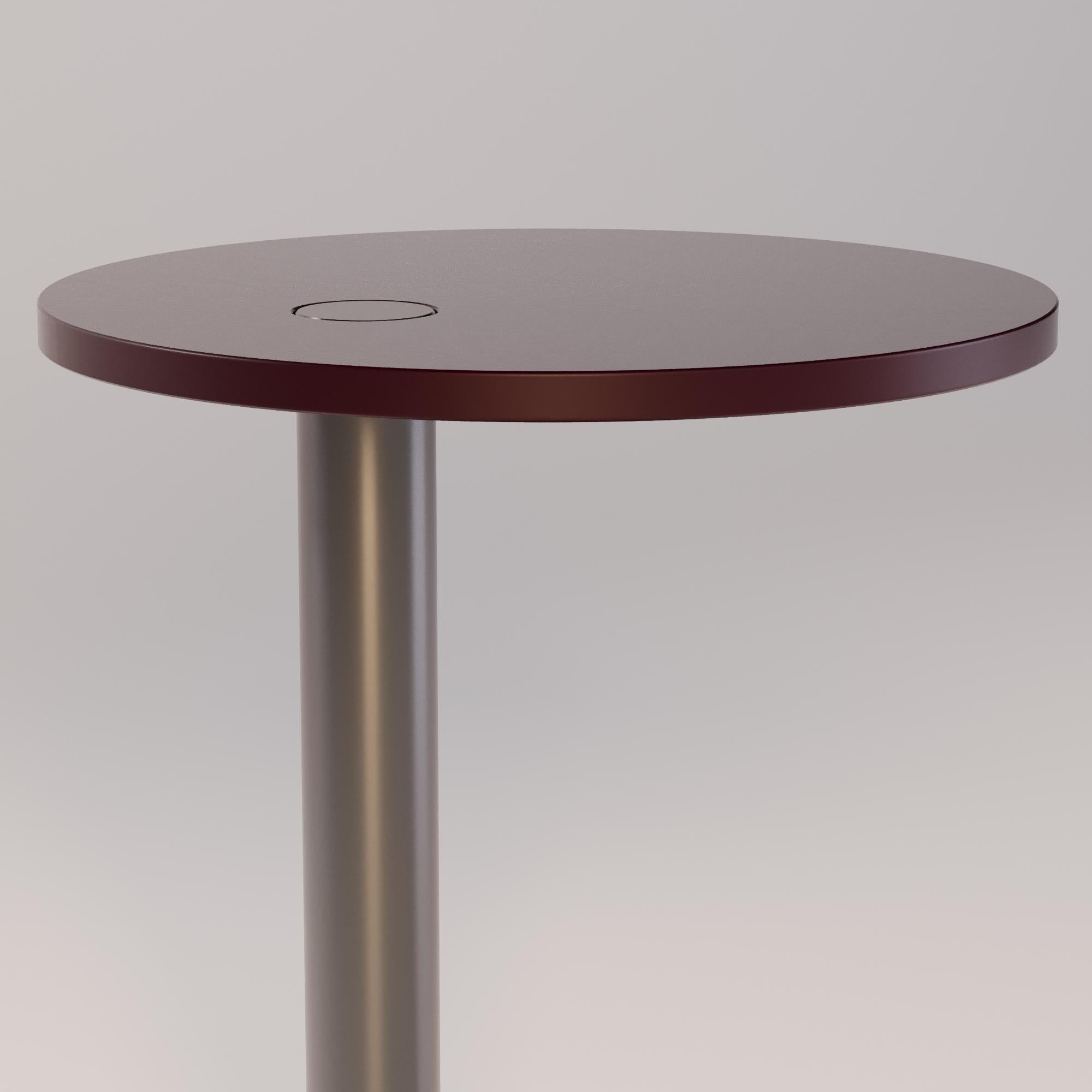 Modern Stylish Bordeaux-Finish Stainless Steel Outdoor Table For Sale