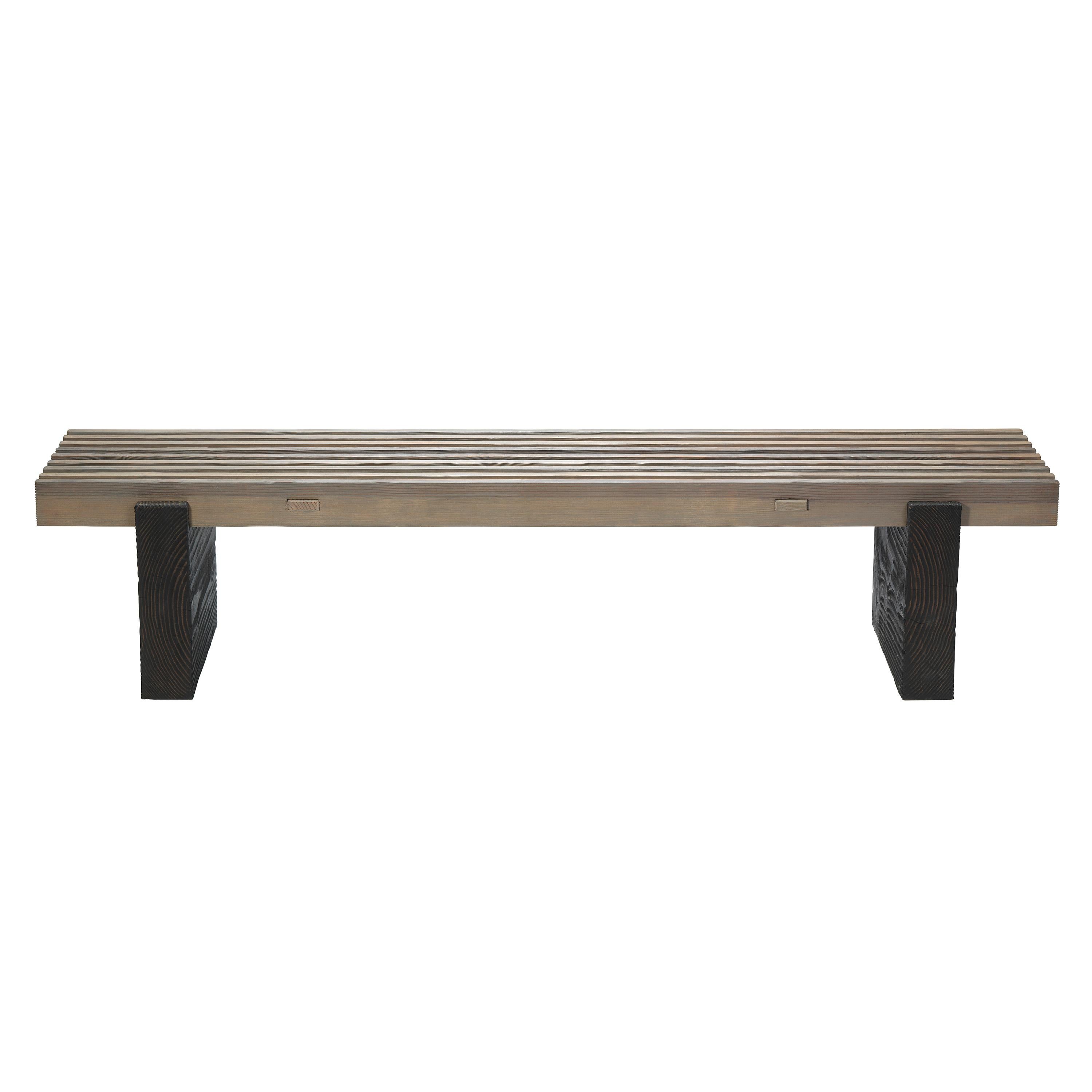 Moderne Banc d'extérieur en bois de Douglas à Grain Vertical Style Rustique en vente