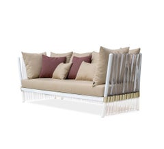 Chic Patio-Sofa aus klarem Acryl und Edelstahl mit Elementen aus Edelstahl