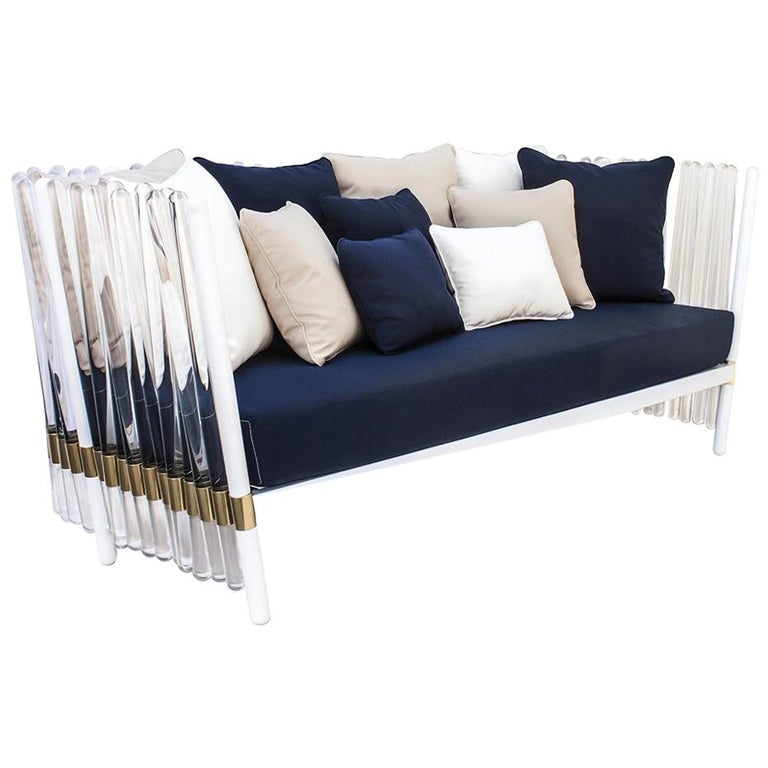 Acrylic Details and Waterproof Fabrics Outdoor Sofa For Sale at 1stDibs