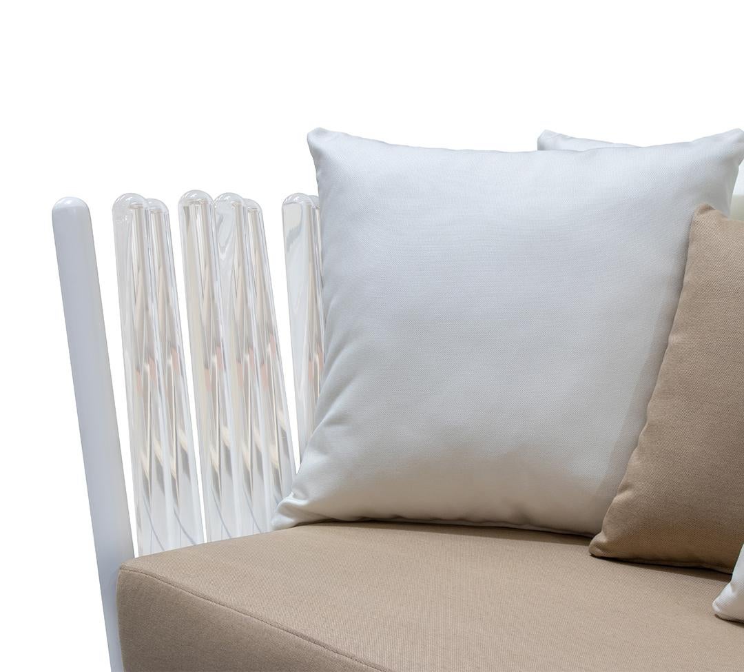 Sofa aus klarem Kupfer-Acryl für den Außenbereich mit Rahmen aus Edelstahl und wasserdicht (21. Jahrhundert und zeitgenössisch) im Angebot