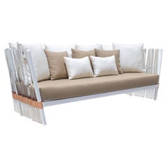 Outdoor Sofa Clear Copper Acrylic Stainless Steel Waterproof Fabric Beige