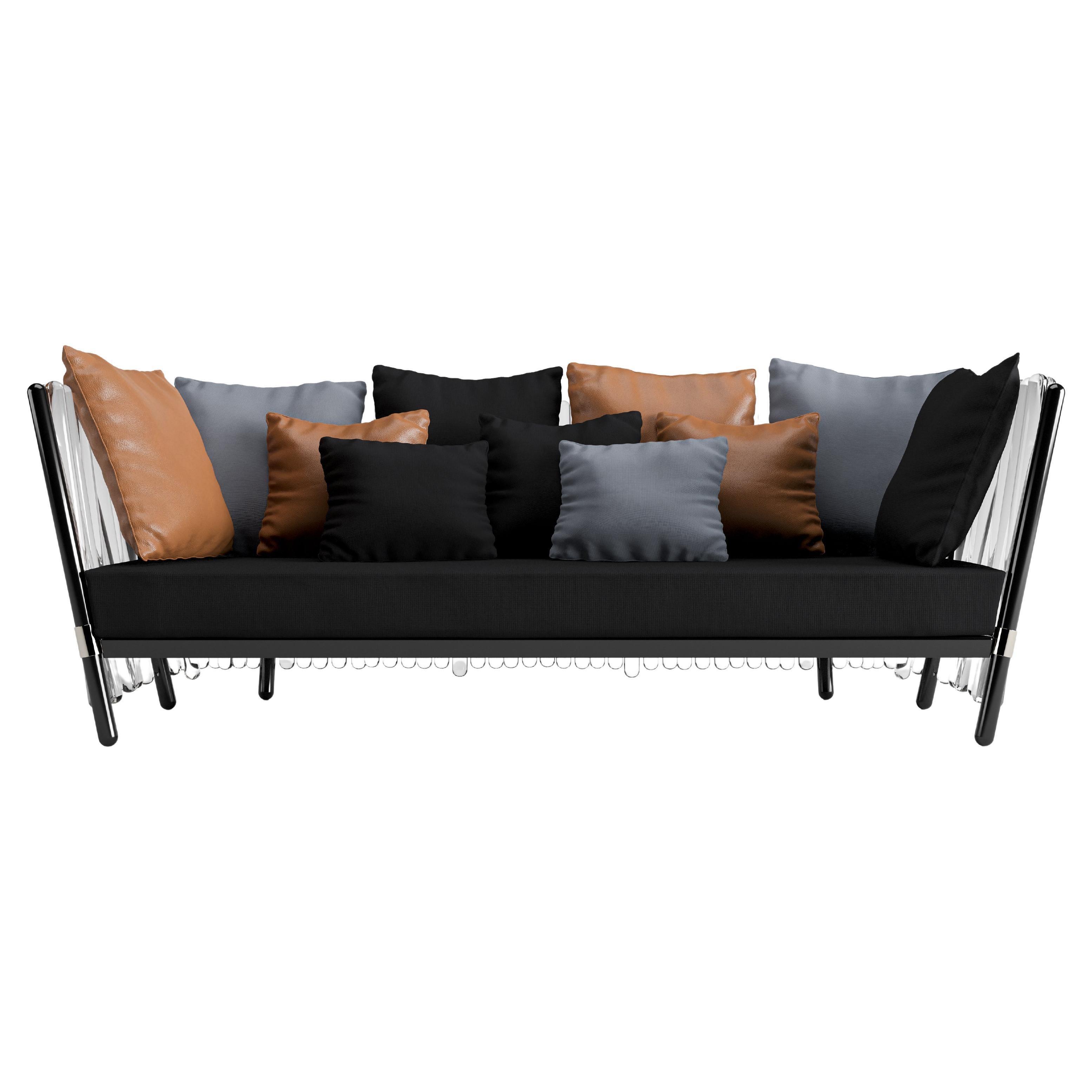Outdoor Sofa Clear Gold Acrylic Stainless Steel Waterproof Fabric Black For  Sale at 1stDibs
