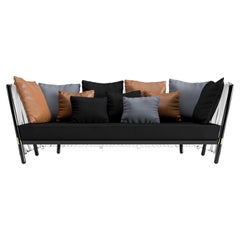 Outdoor Lounge Sofa with Clear Acrylic Frame and Gold Details