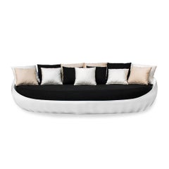 Contemporary Outdoor Lounger in Black Upholstery and White Shell Design