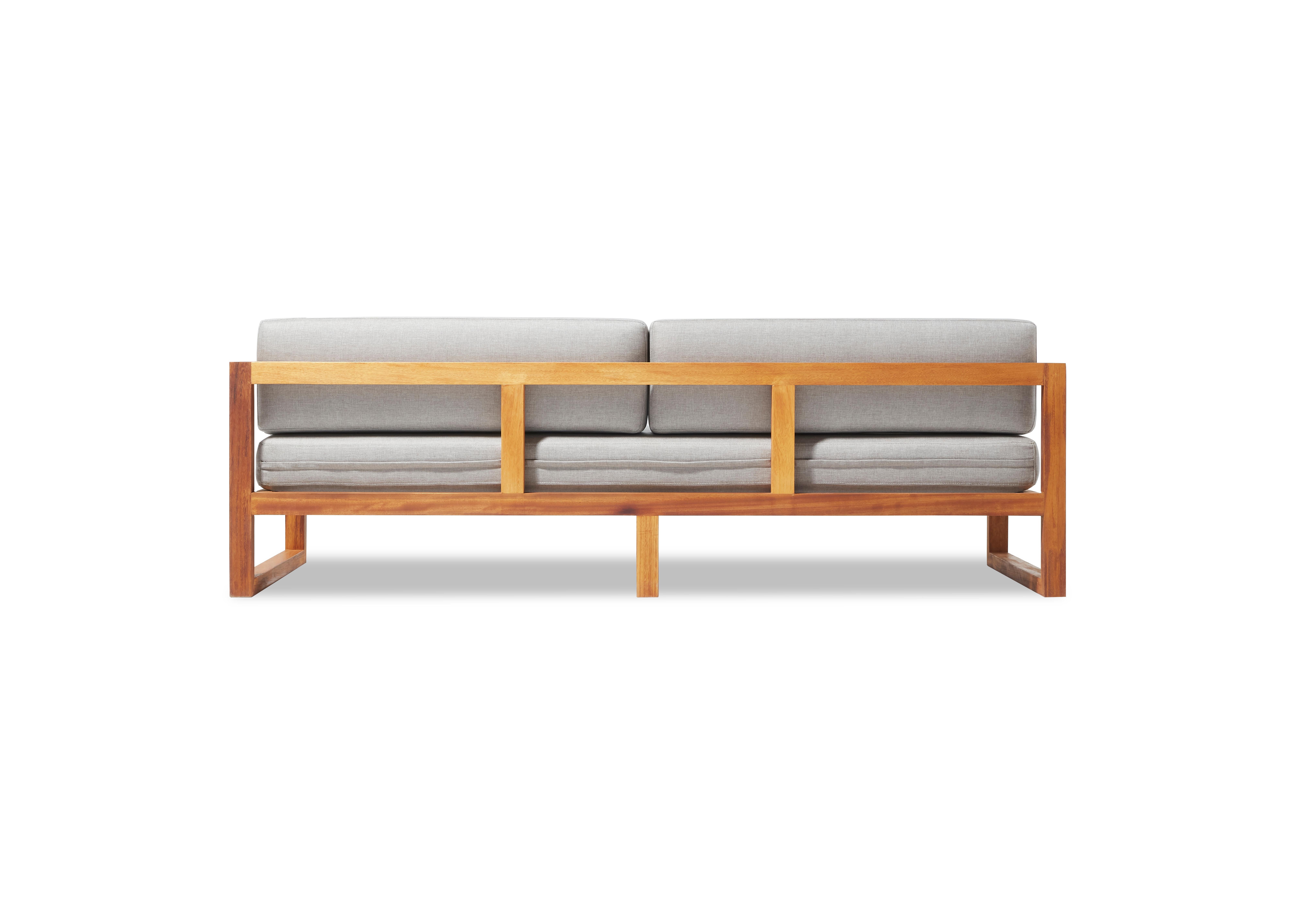Turkish Outdoor Sofa in Solid Iroko Gray Water- Repellent Fabric by CDW - GUSTO For Sale