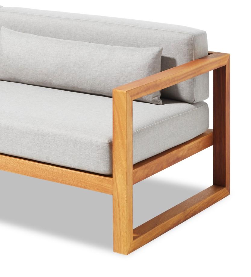 Outdoor Sofa in Solid Iroko Gray Water- Repellent Fabric by CDW - GUSTO In New Condition For Sale In Miami, FL