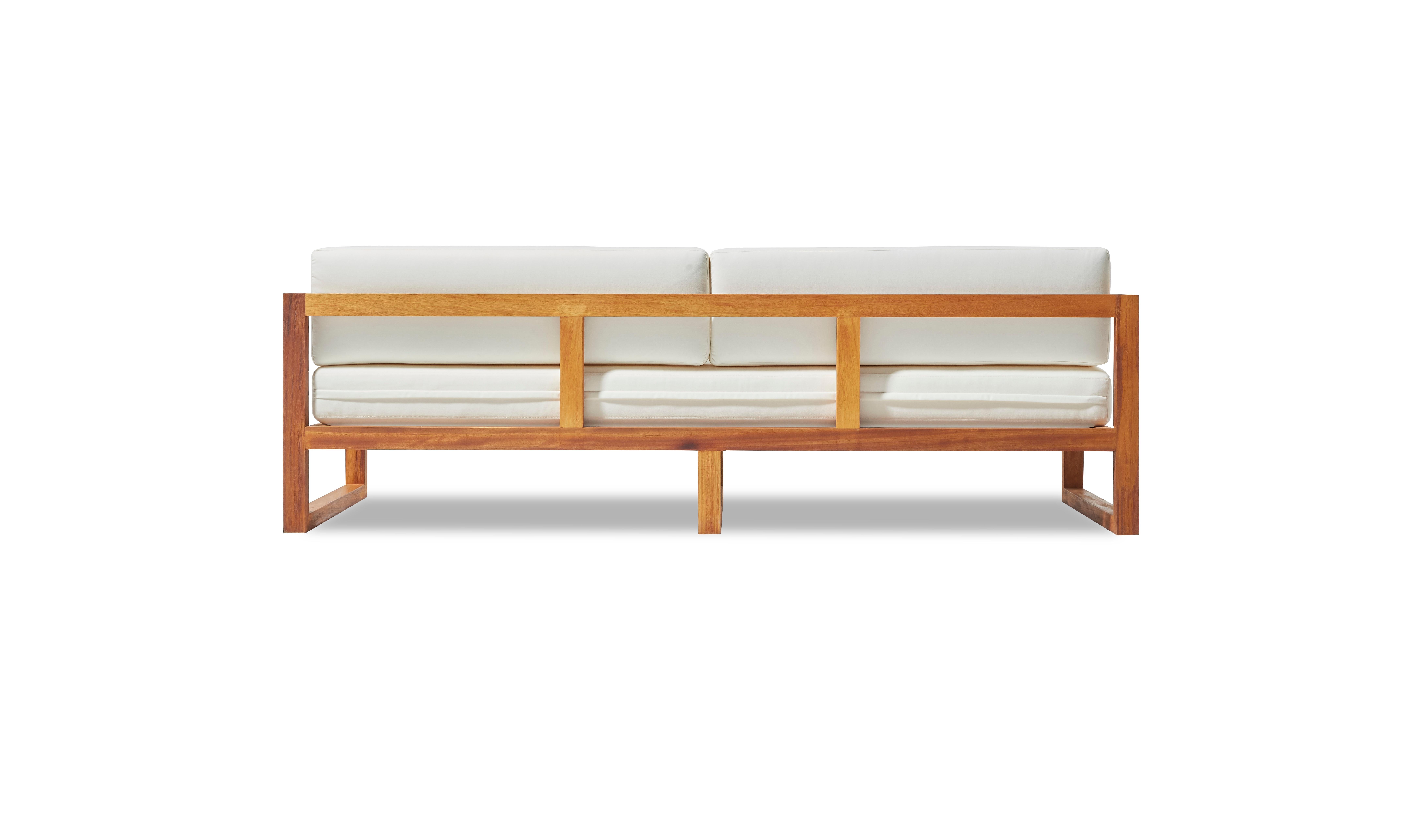 Turkish Outdoor Sofa in Solid Iroko White Water- Repellent Fabric by CDW - GUSTO For Sale