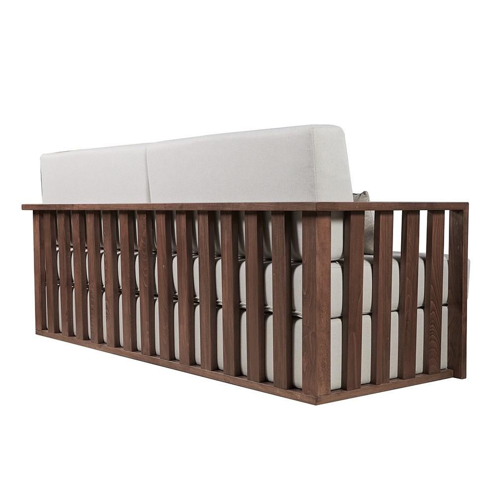 Contemporary Outdoor Sofa Made to Order in Solid Wood, Moka Finish For Sale