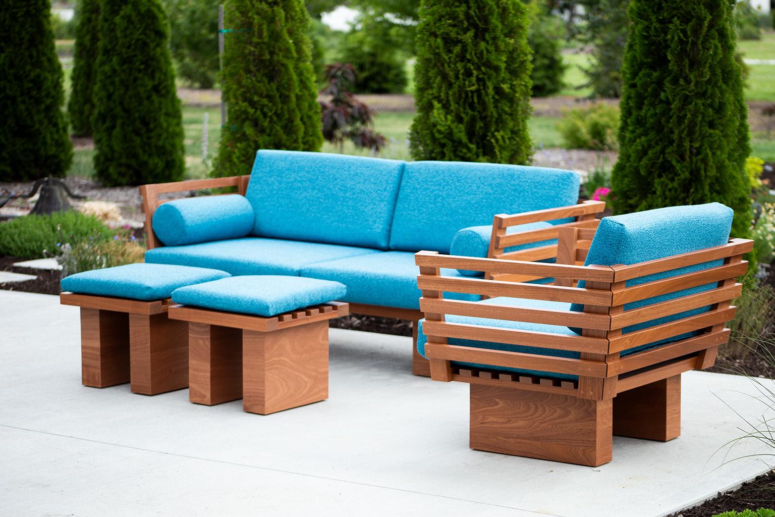 Mahogany Outdoor Sofa, the Slatted Series For Sale