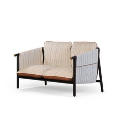 Outdoor Lounge Sofa mit Lederakzenten