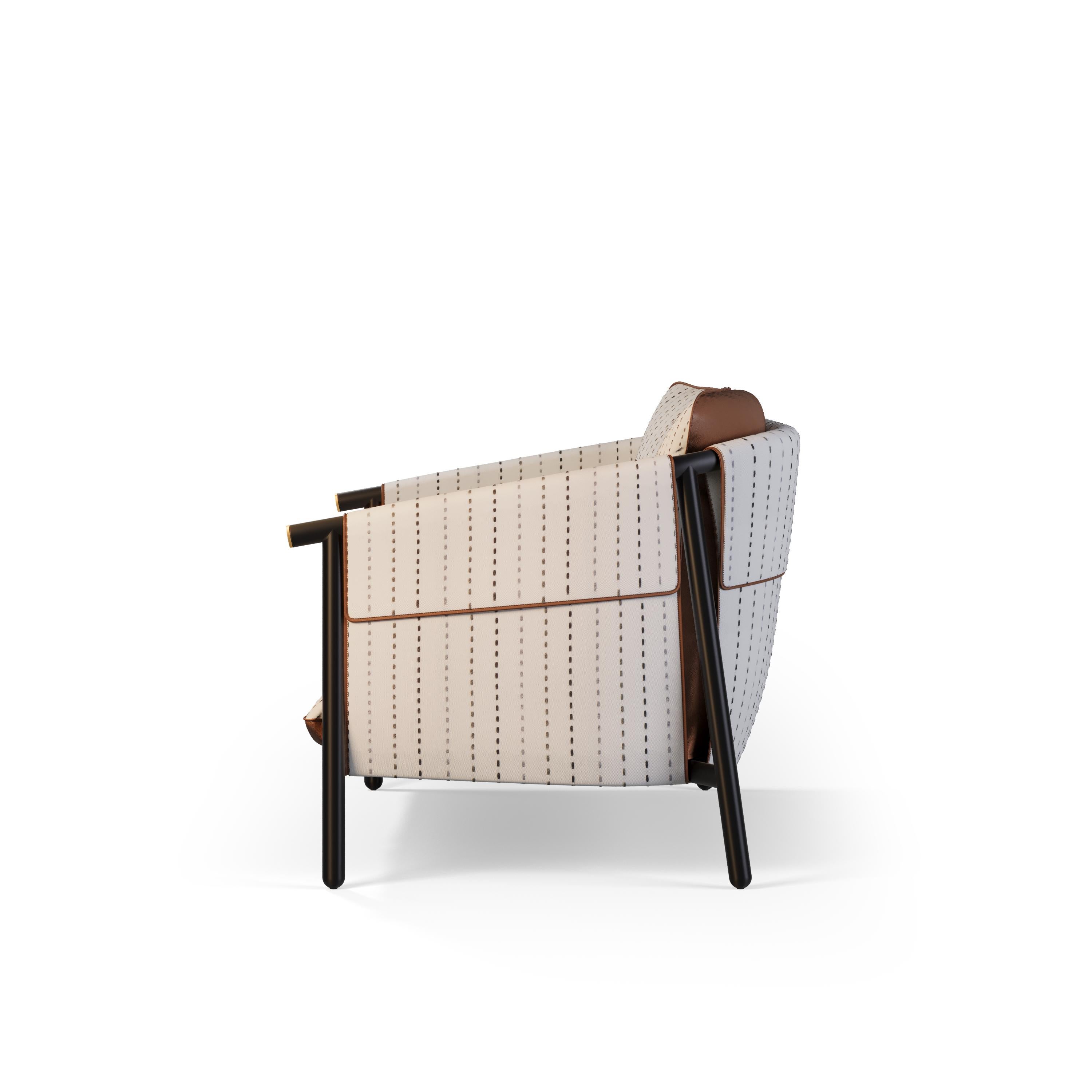 Outdoor Lounge Sofa mit Lederakzenten (Moderne) im Angebot