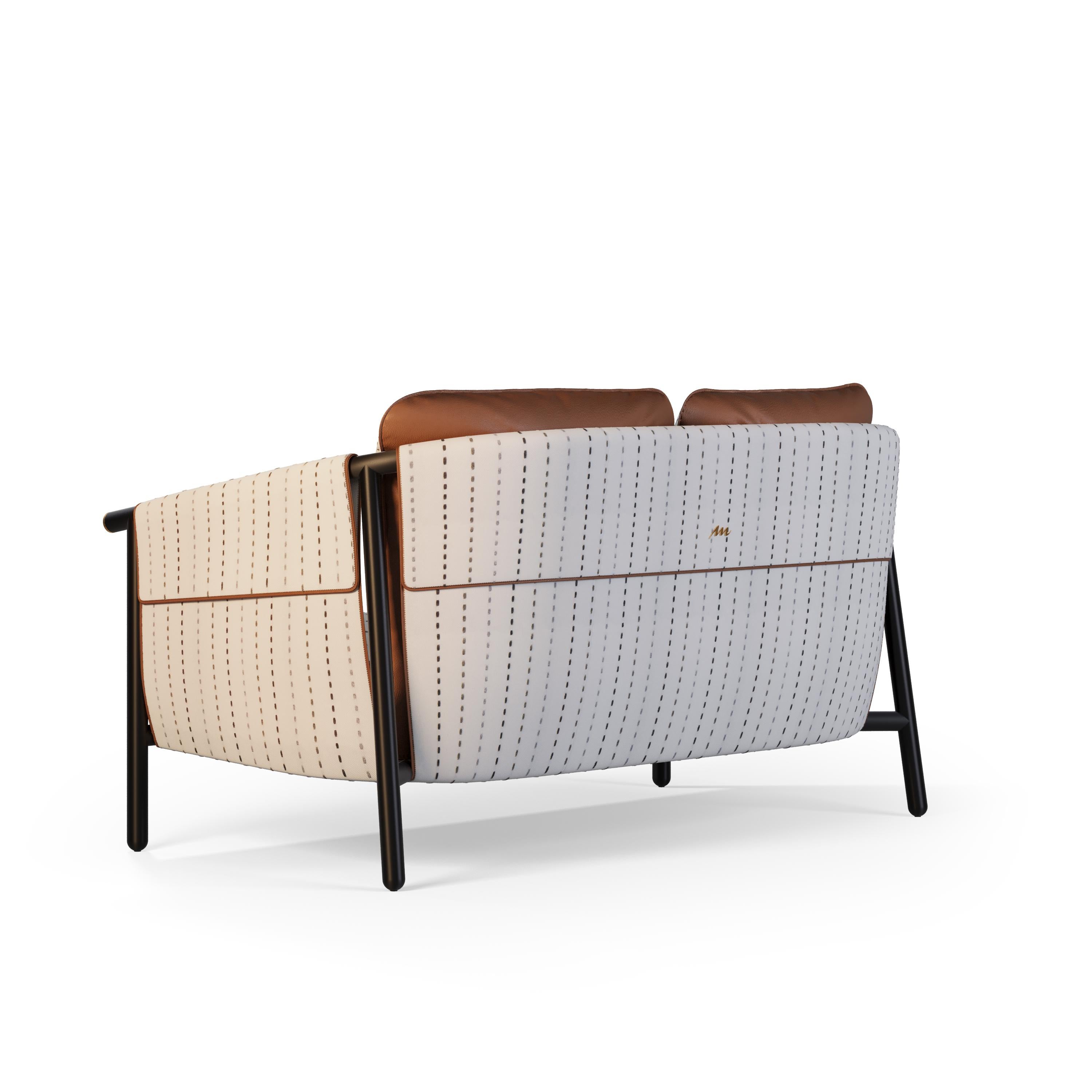 Outdoor Lounge Sofa mit Lederakzenten (Portugiesisch) im Angebot