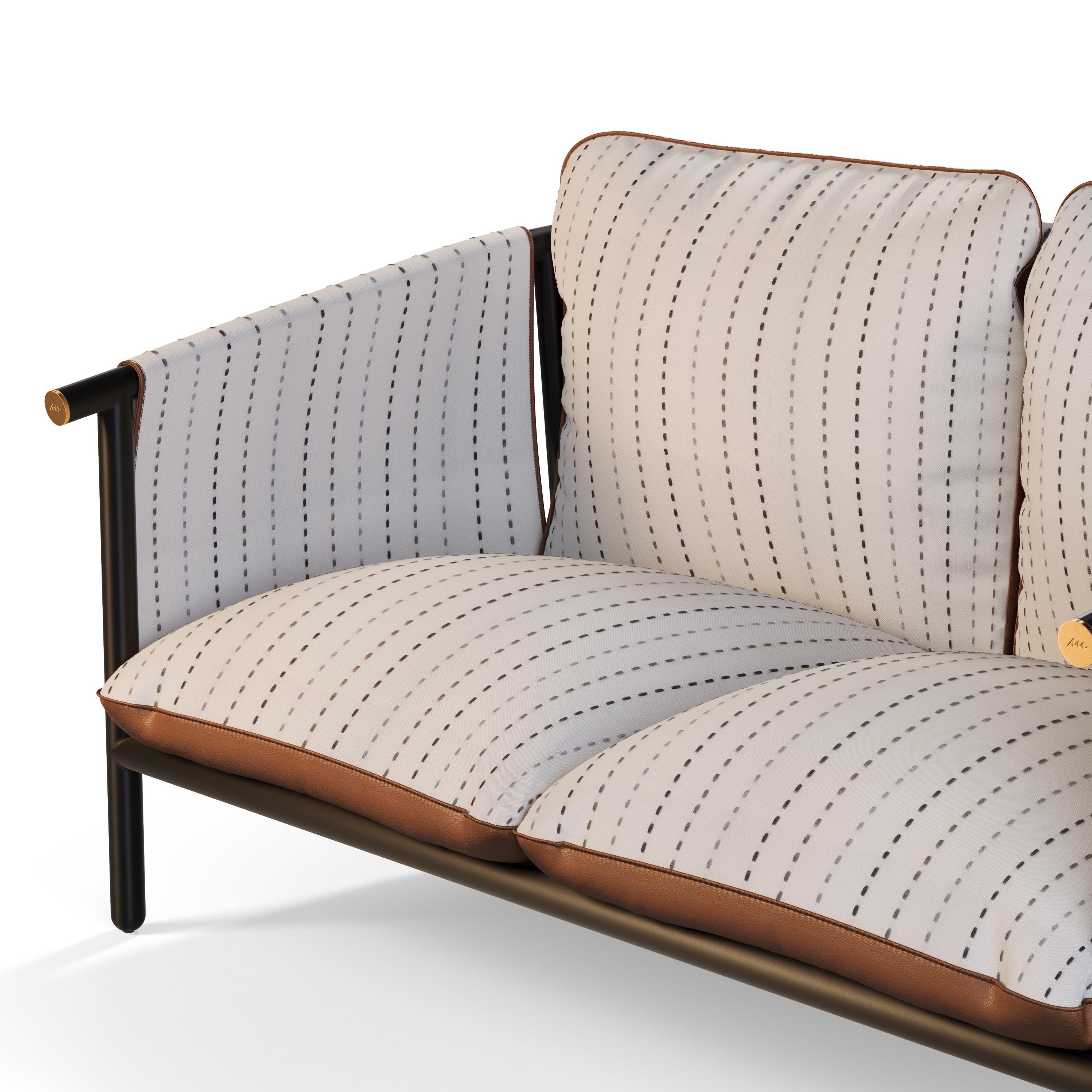 Outdoor Lounge Sofa mit Lederakzenten (21. Jahrhundert und zeitgenössisch) im Angebot