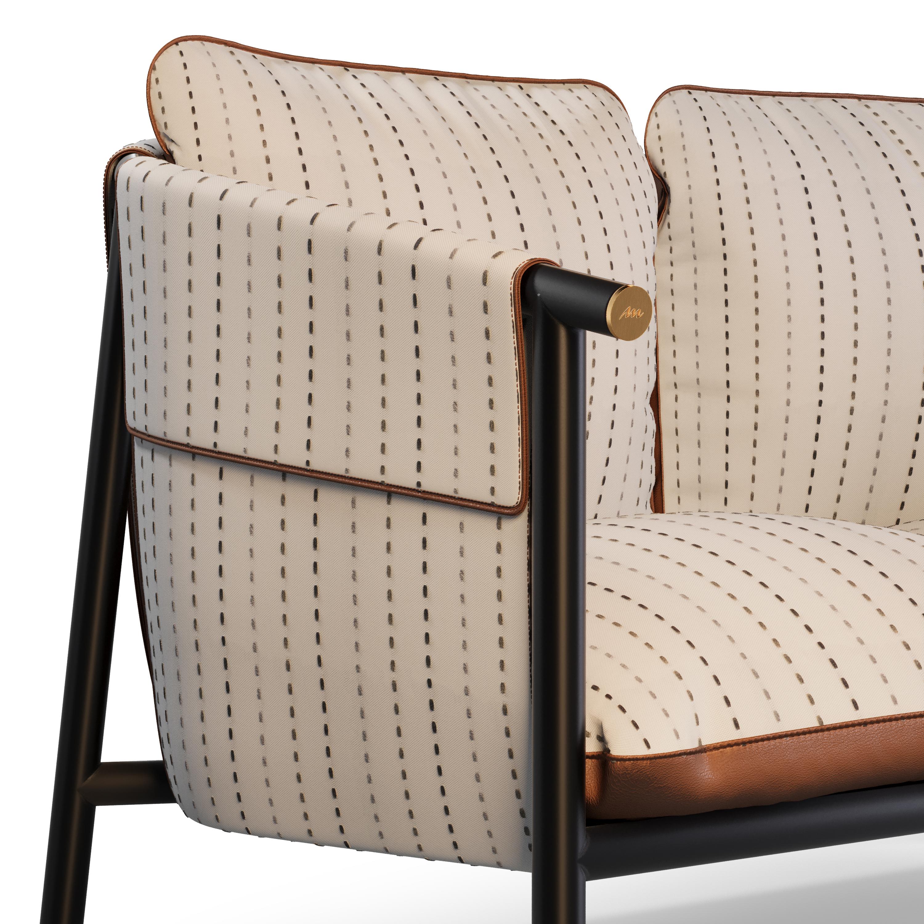 Outdoor Lounge Sofa mit Lederakzenten (Edelstahl) im Angebot