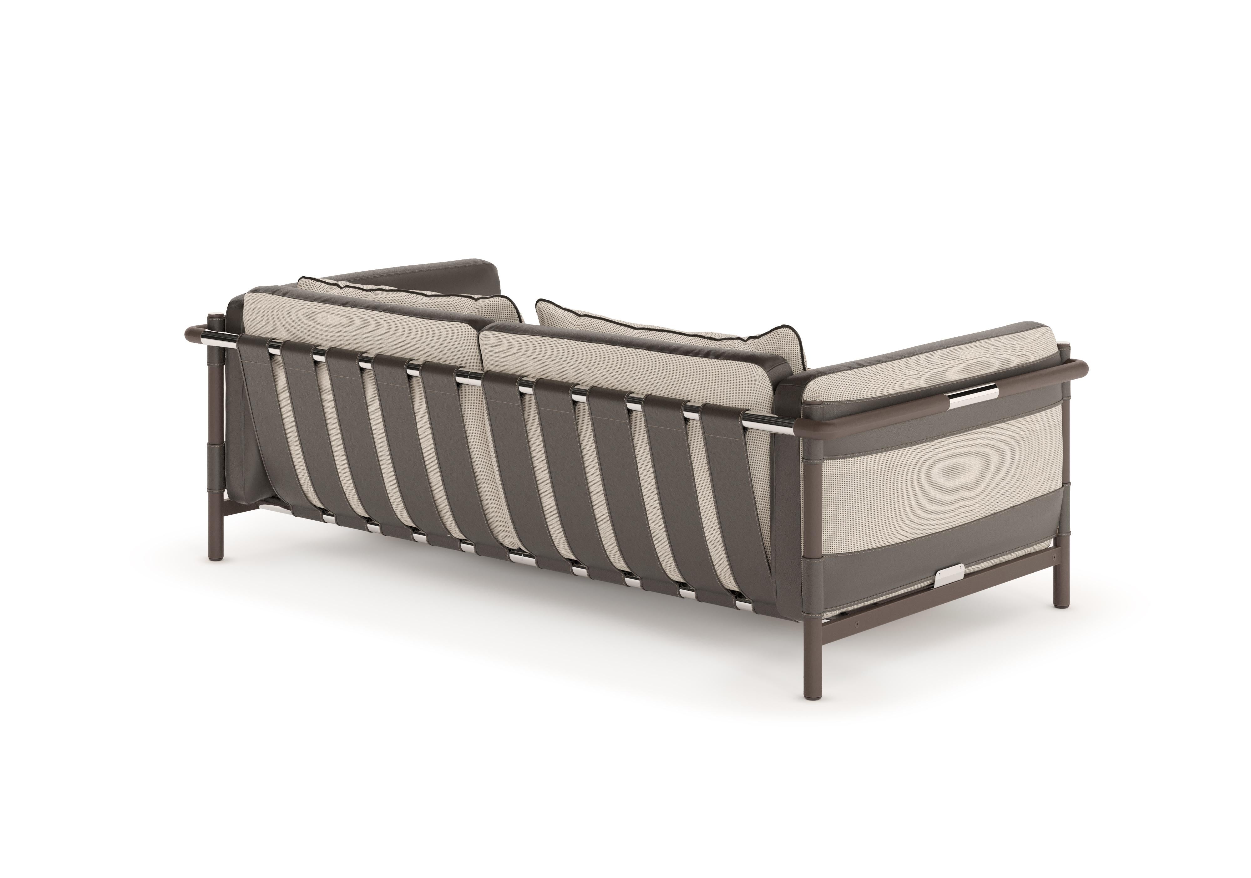 Moderno Divano da esterno con cinghie in pelle in vendita