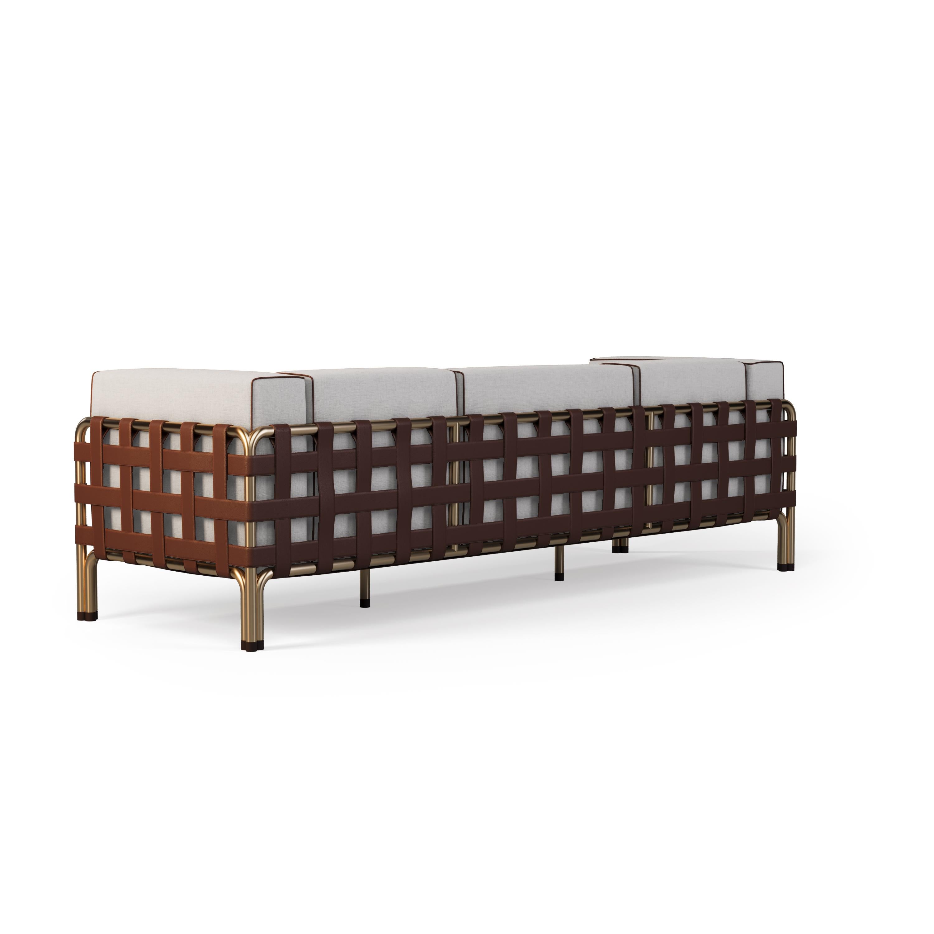 Sofa d'extérieur avec détails en tissu imperméable et en cuir Neuf - En vente à Santo Tirso, PT