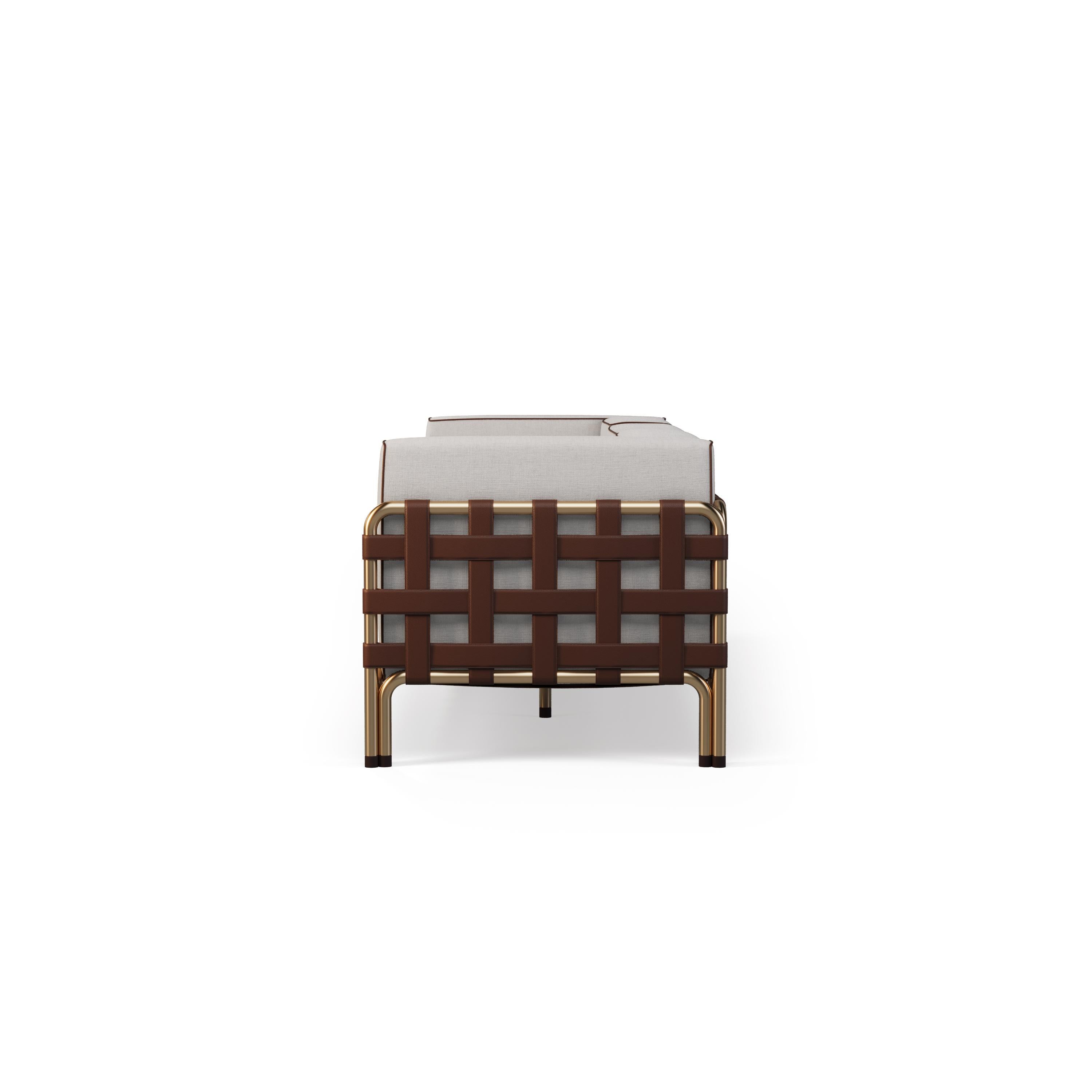 XXIe siècle et contemporain Sofa d'extérieur avec détails en tissu imperméable et en cuir en vente