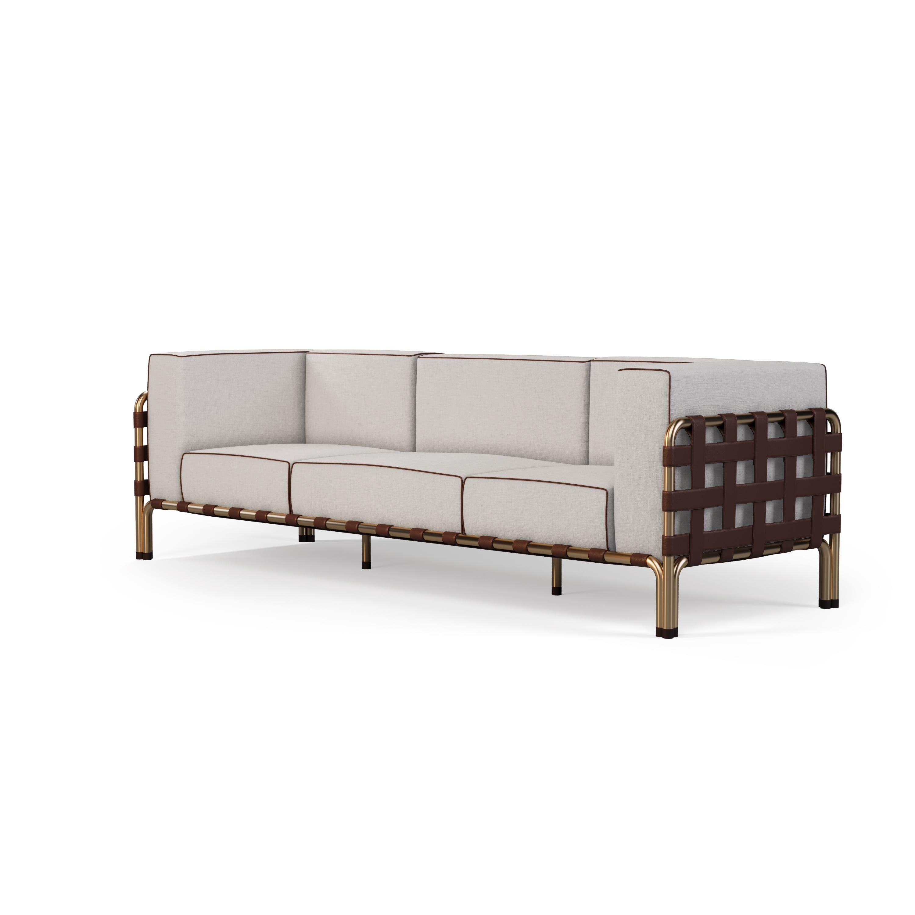 Acier inoxydable Sofa d'extérieur avec détails en tissu imperméable et en cuir en vente