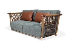 Canapé d'extérieur avec tissus à motifs imperméables et corde nautique