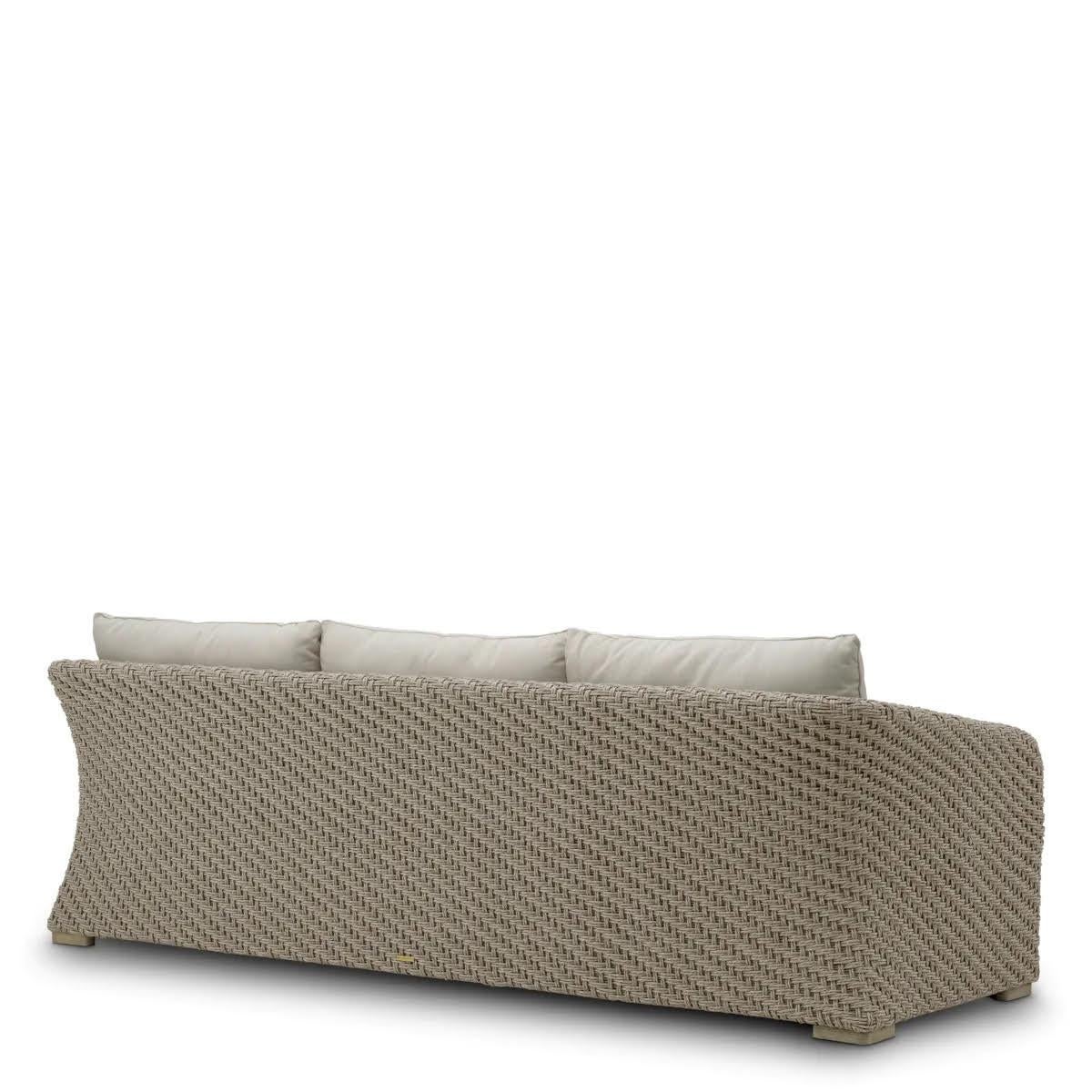 Français Canapé d'extérieur, rotin synthétique tissé, Sand Violet. en vente