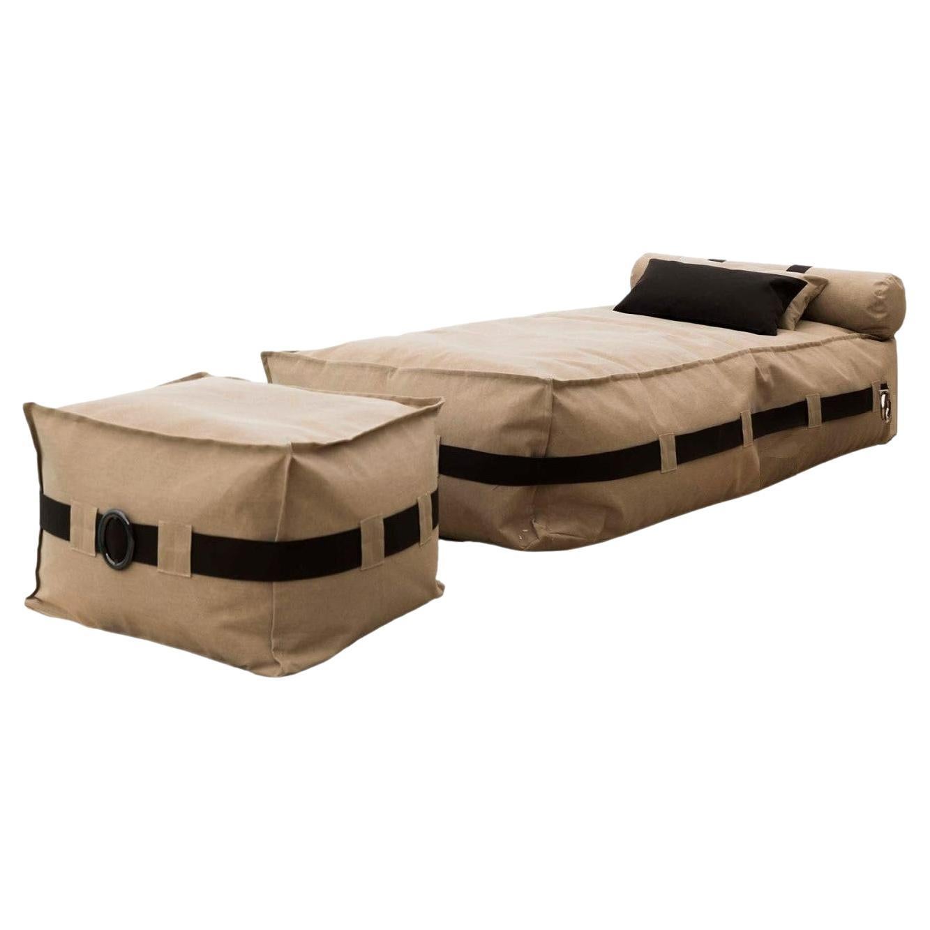 Outdoor Soft Chaise Lounge & Ottoman in Custom Colors For Sale