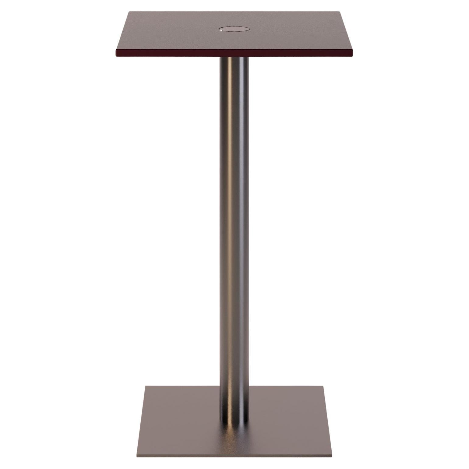Elegante mesa cuadrada de bar para exterior en acero inoxidable