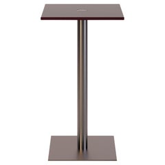 Elegante mesa cuadrada de bar para exterior en acero inoxidable