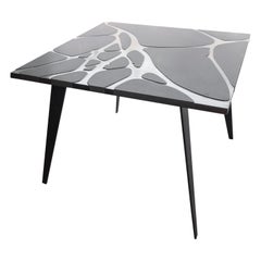 Square Table in Lava Stone and Steel, FilodiFumo 4th