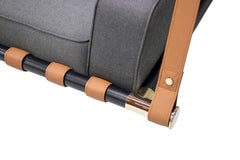 Modern Outdoor Stainless Steel Hanging Chair with Leather and Acrylic Fabric