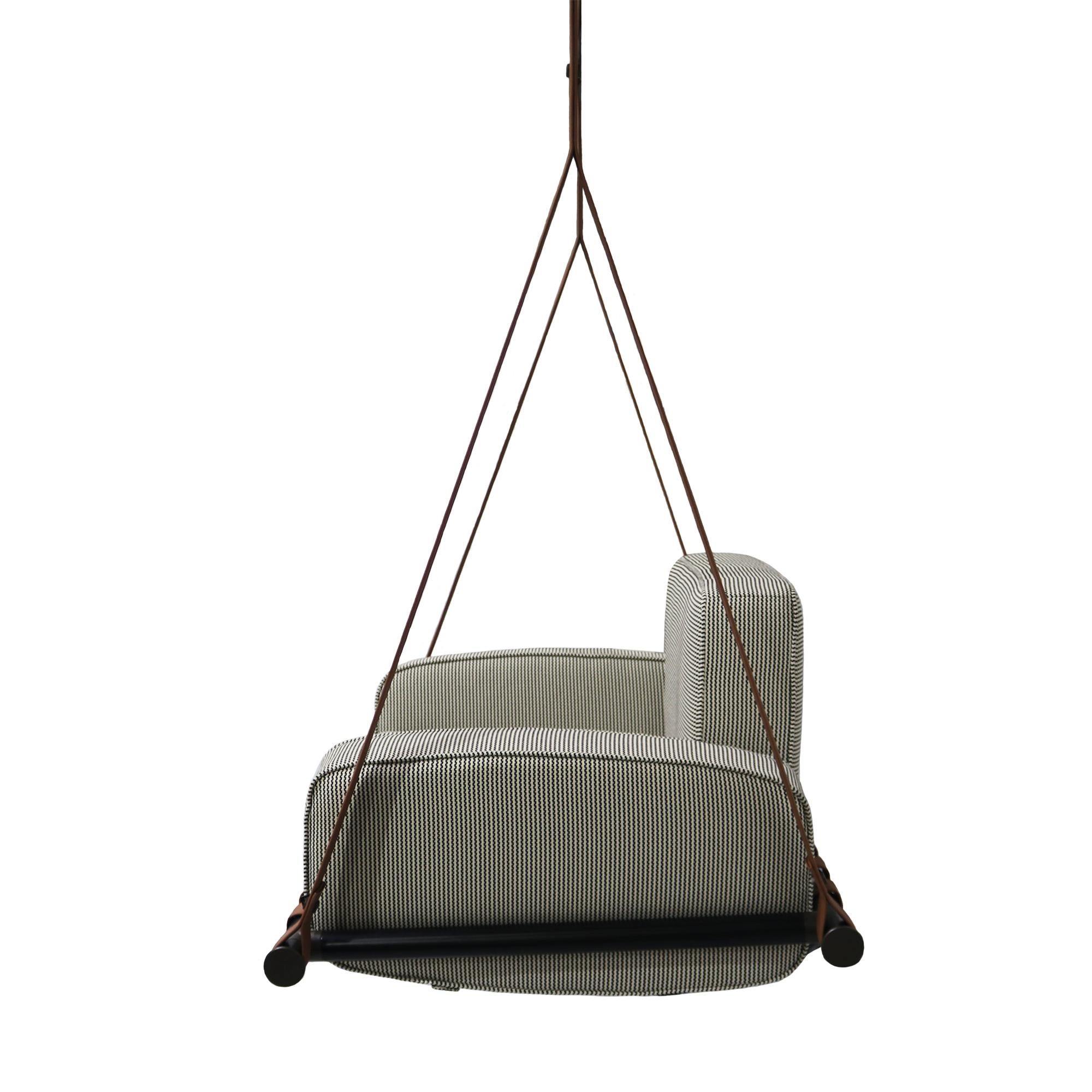 Hängesessel für Terrasse mit Gestell aus Edelstahl und gemusterter Polsterung (Portugiesisch) im Angebot