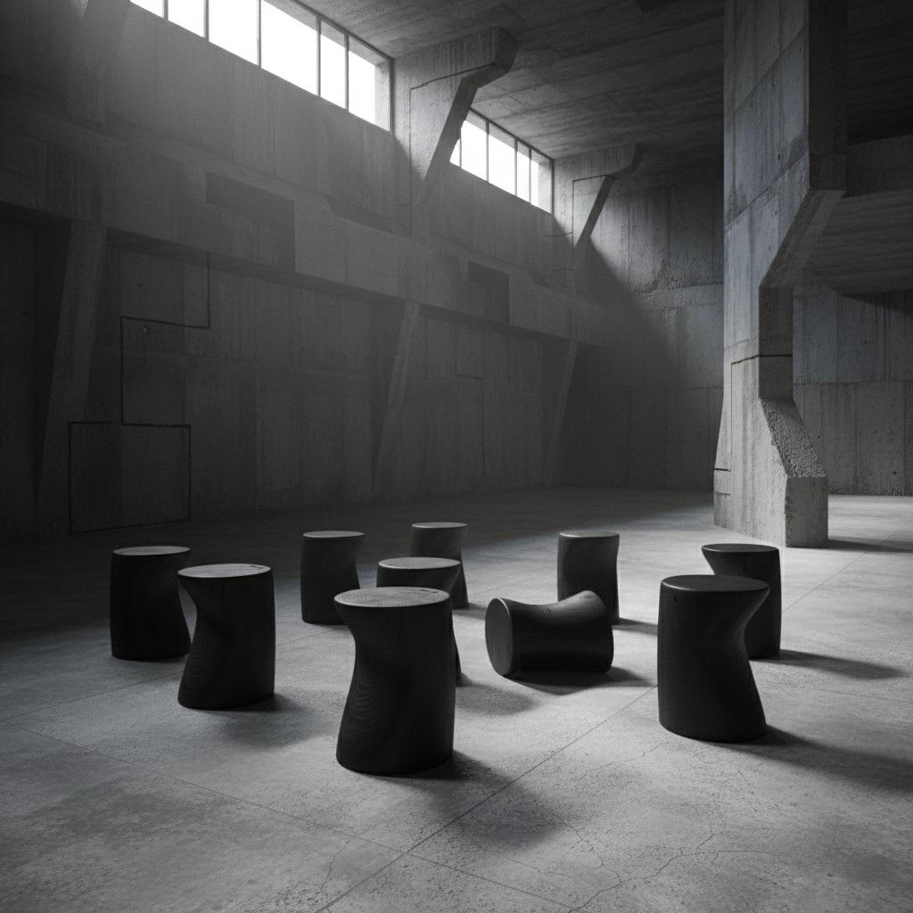 Outdoor Stool Carved from Single Block of Scented Cedarwood, Set Of 2 For Sale 1