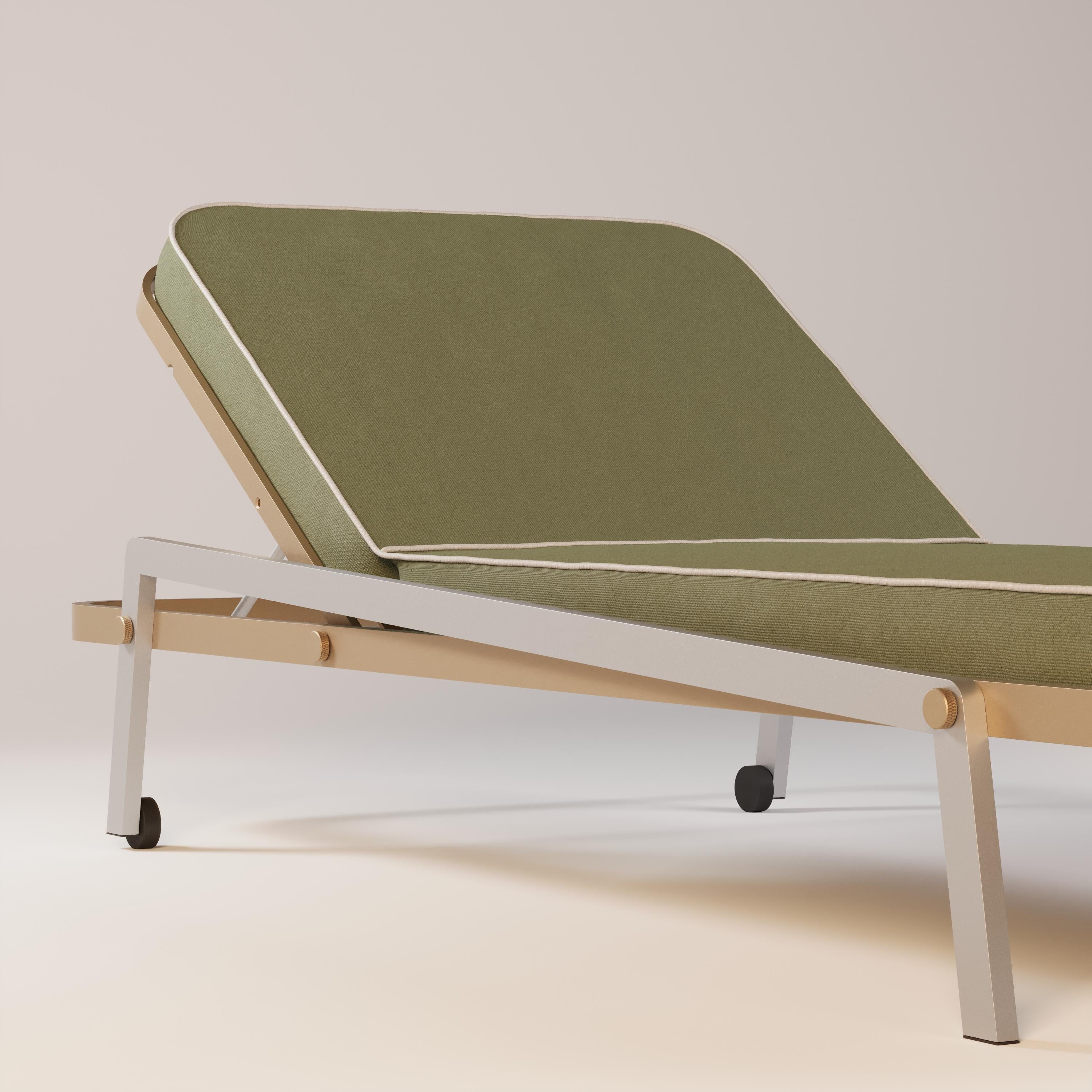 Outdoor Sunbed with Green Fabric and Gold Structure For Sale at 1stDibs