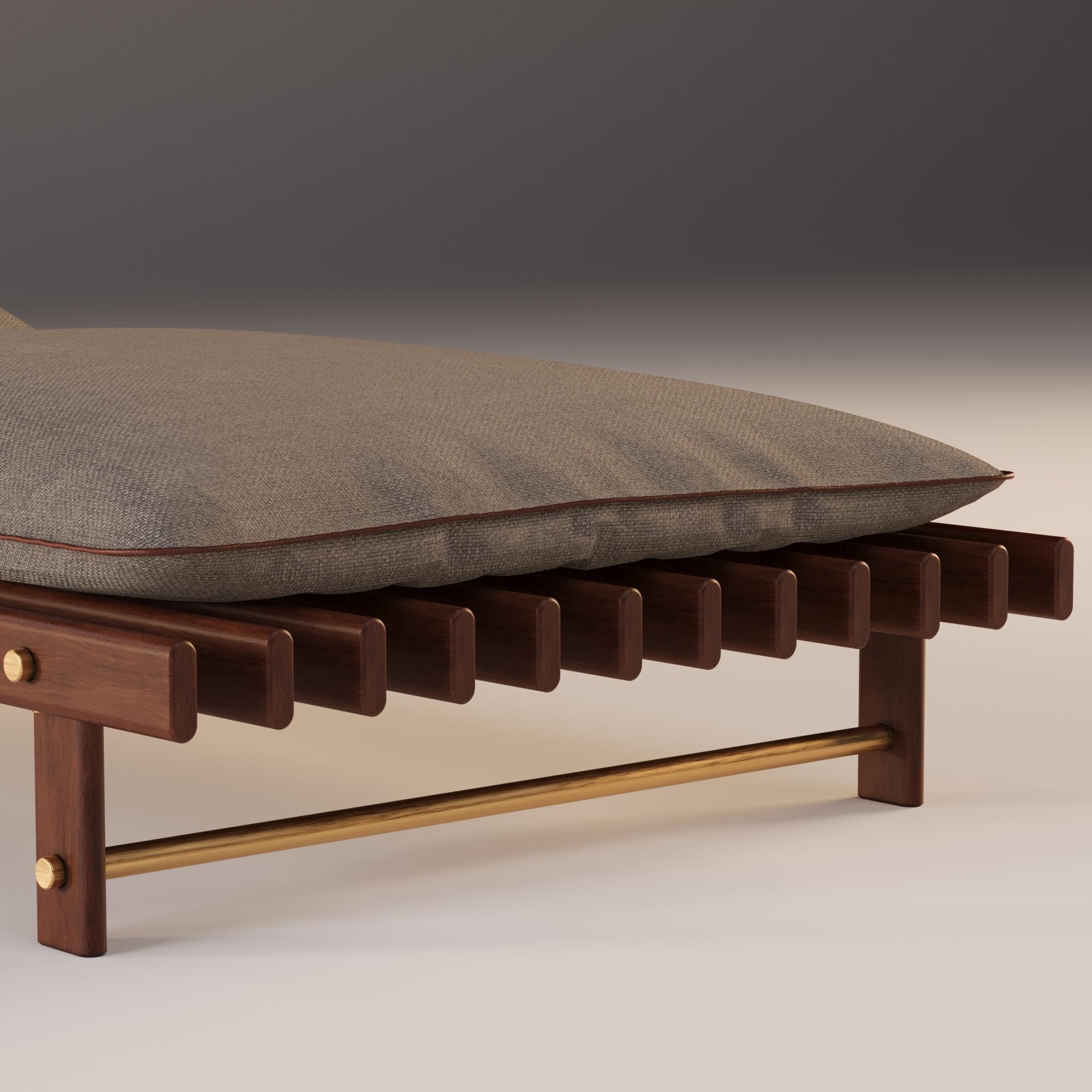 Rame Lettino da esterno con struttura in Iroko in vendita