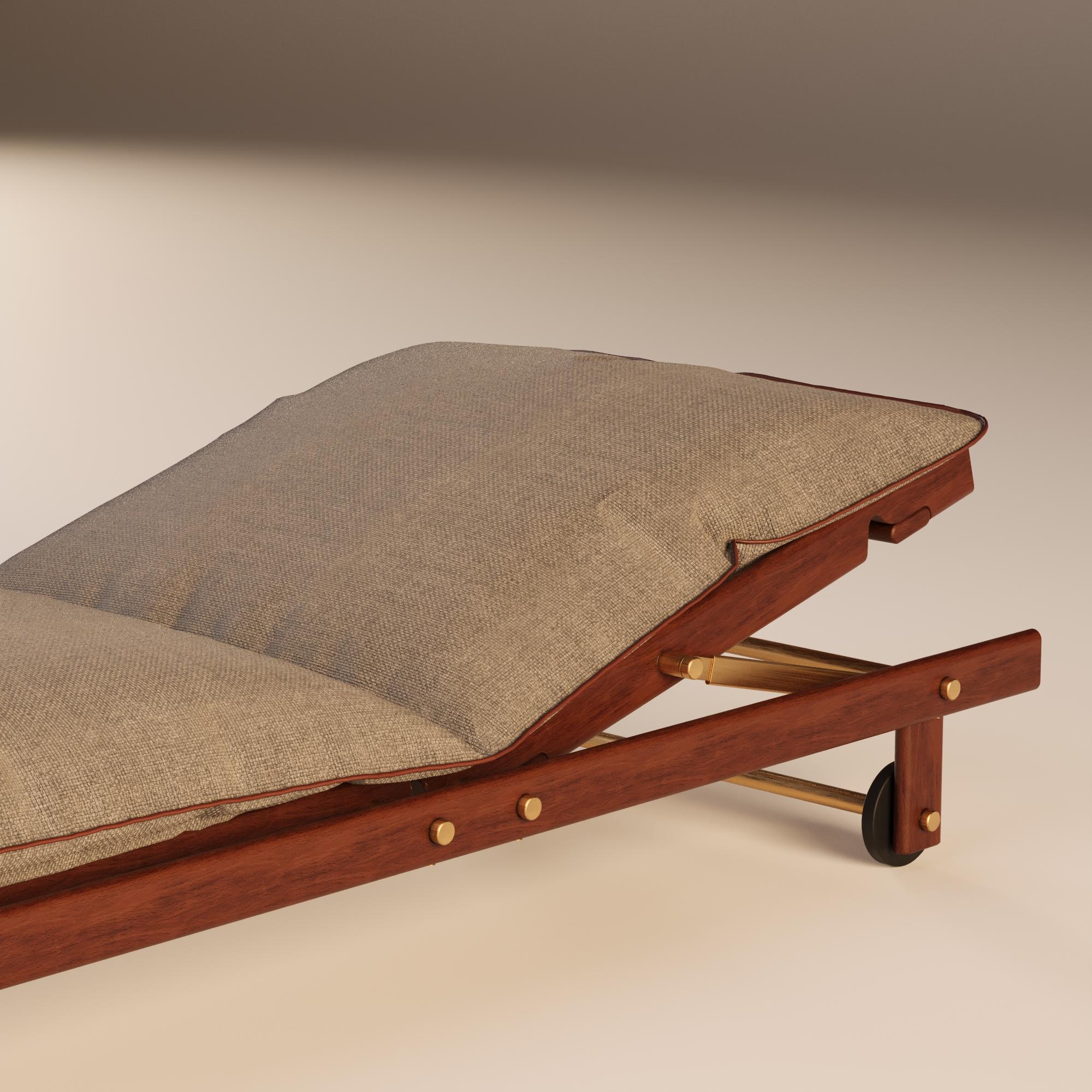 Lettino da esterno con struttura in Iroko in vendita 1