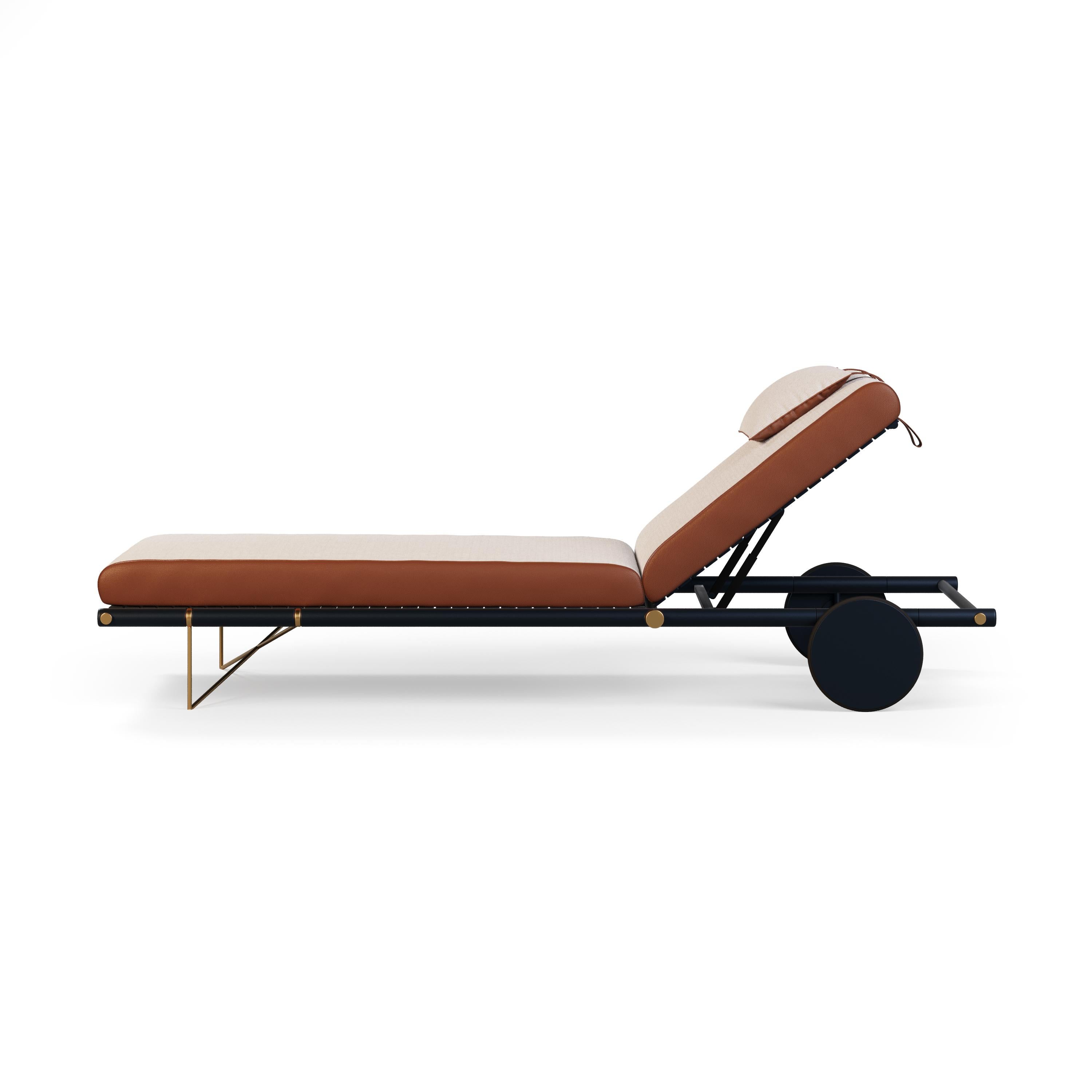 Portuguese Outdoor Sunbed Featuring Durable Outdoor Leather For Sale