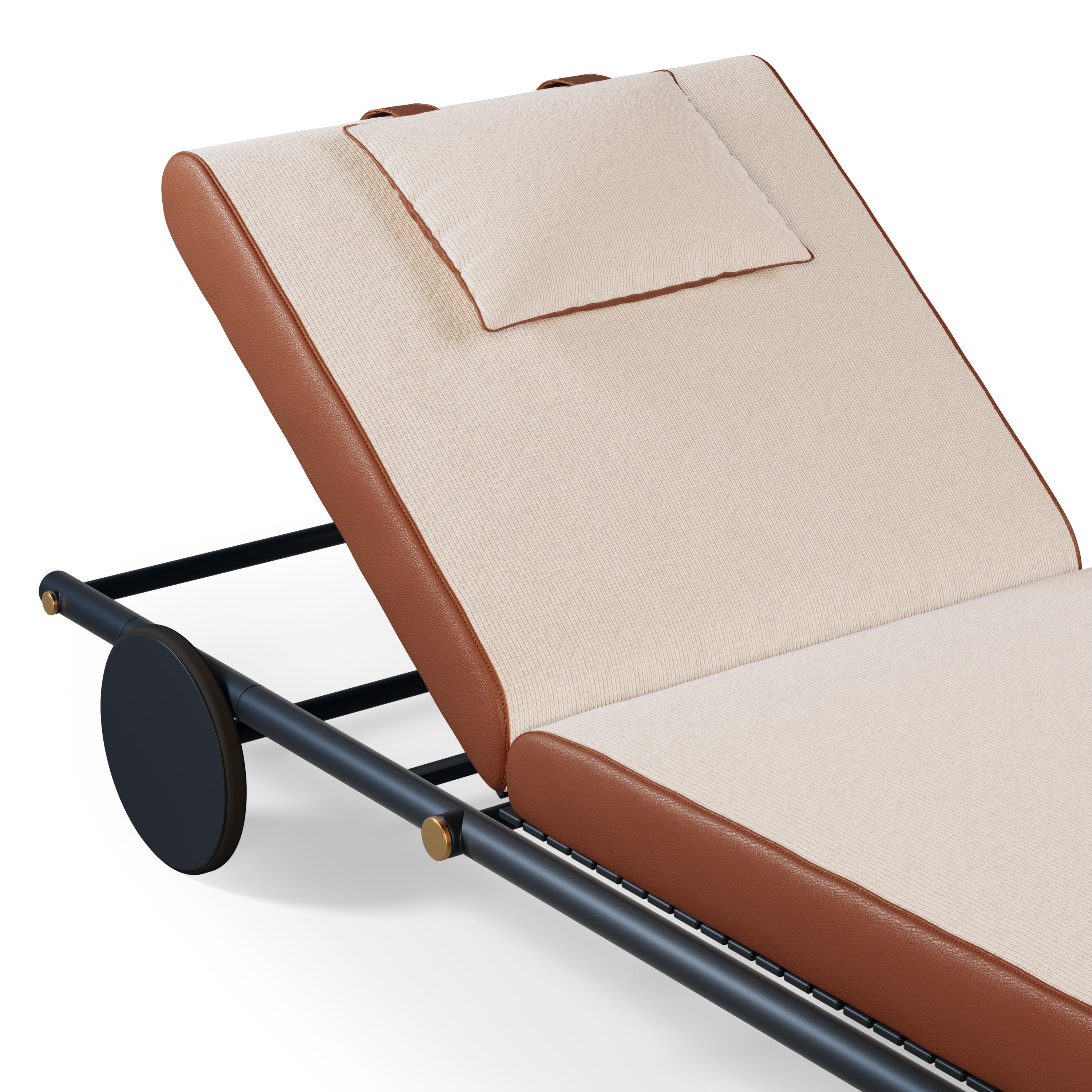 Copper Outdoor Sunbed Featuring Durable Outdoor Leather For Sale