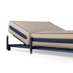 Sunbed Featuring Waterproof Fabrics and Gold Accents for Outdoor use