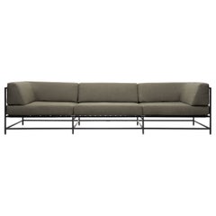 Sunbrella-Sofa für draußen in Salbei und Schwarz pulverbeschichtet