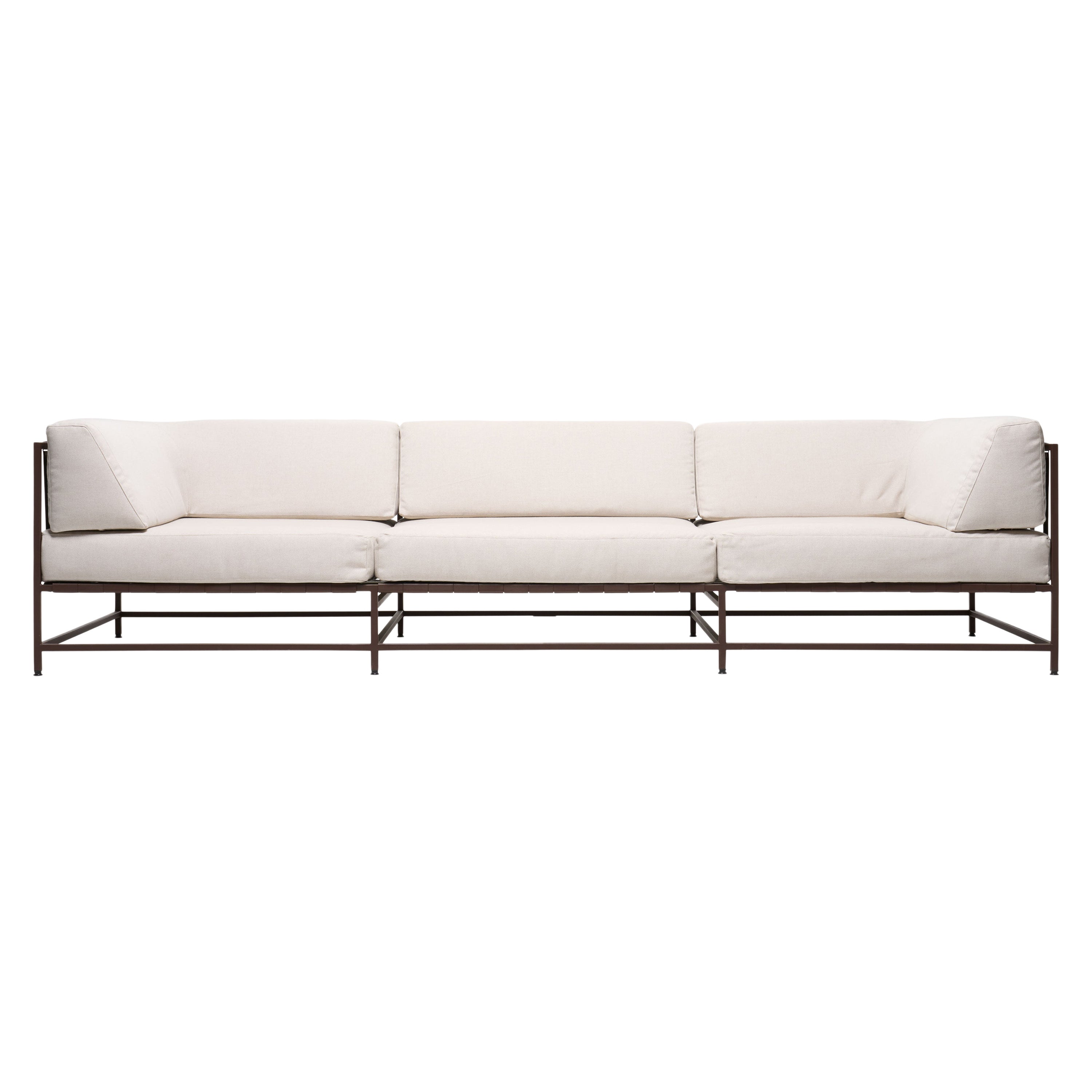 Outdoor Sunbrella Sand & Marbled Rust Sofa