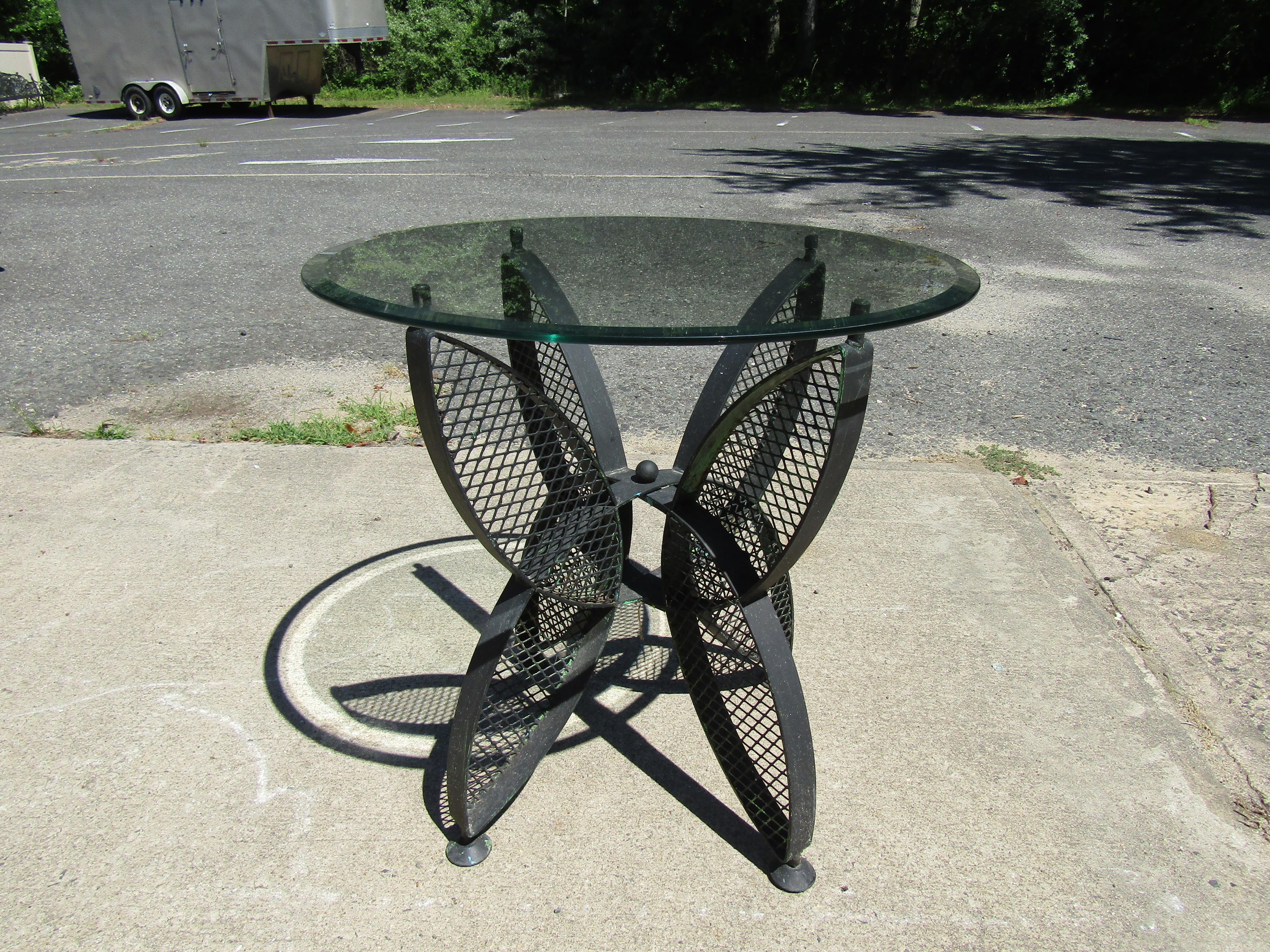 Mid-Century Modern John Salterini Outdoor Table in Metal and Glass For Sale