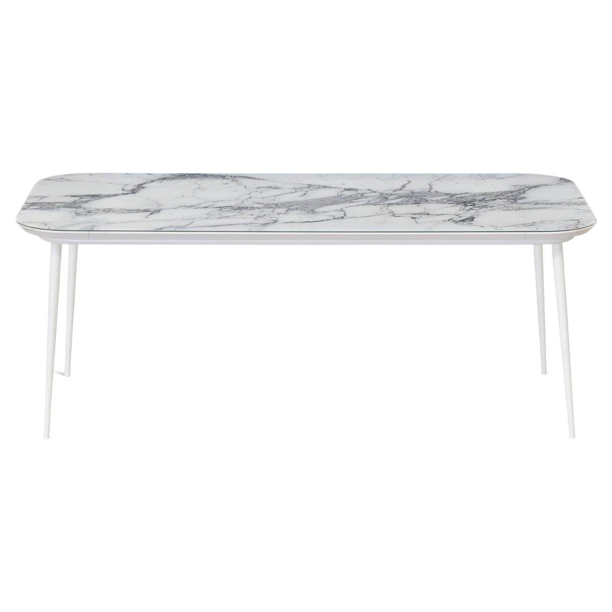 Outdoor-Tisch, Metall, konische Beine, matt lackierte Kunstglasplatte, anpassbar
