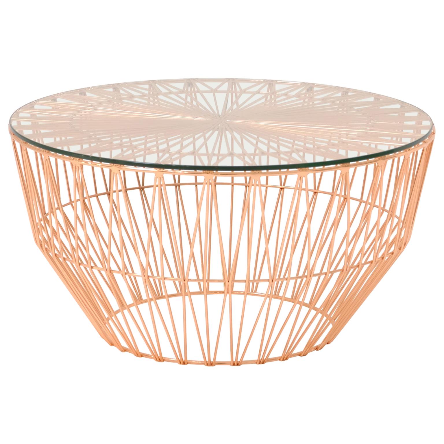 Outdoor Table Ottoman, The Drum Table by Bend Goods, Copper with Glass