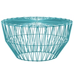 Outdoor Table Ottoman, the Drum Table by Bend Goods, Peacock Blue