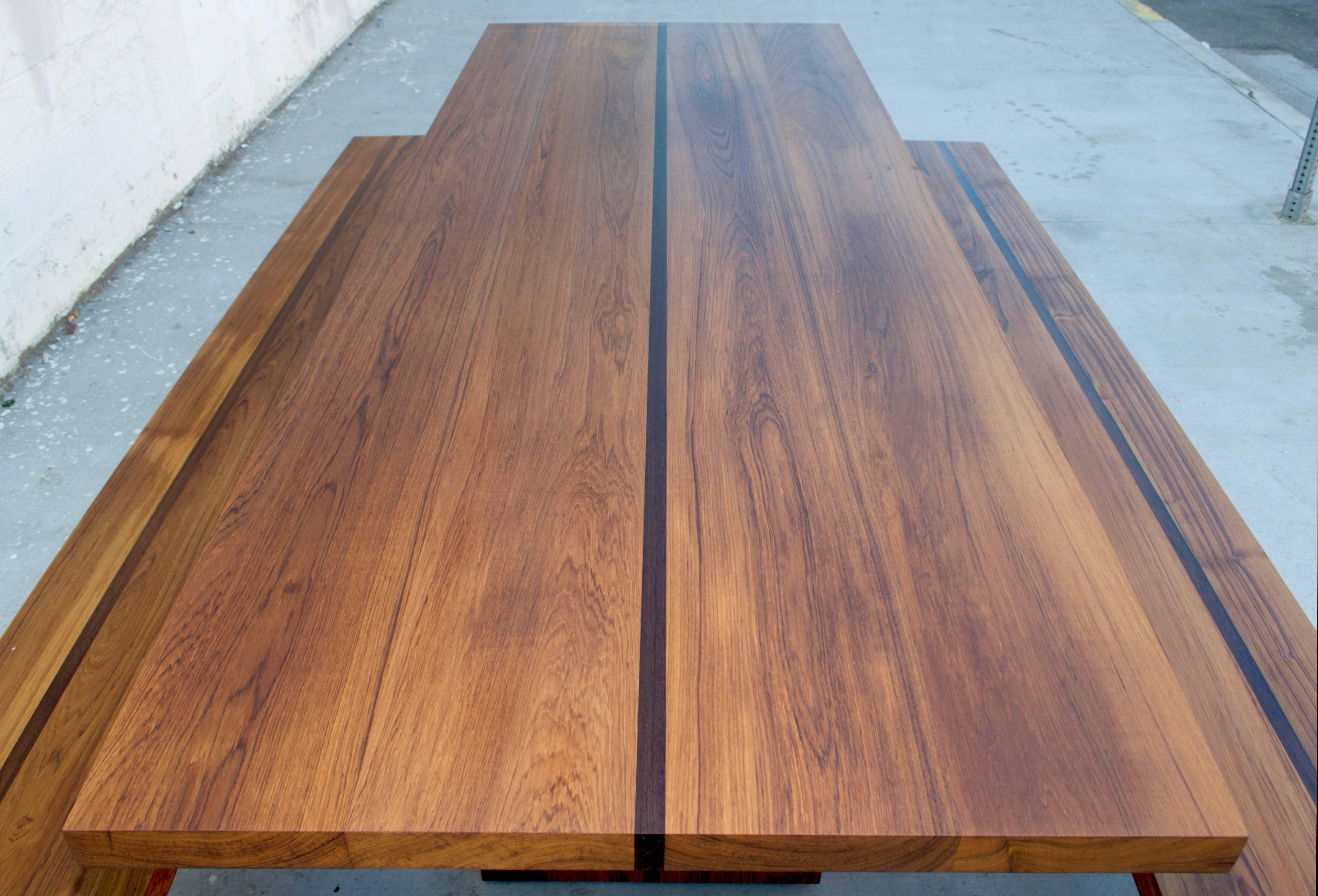 American Outdoor Tables and Benches in Teak and Wenge, Custom Made by Petersen Antiques For Sale