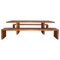 Outdoor Tables and Benches in Teak and Wenge, Custom Made by Petersen Antiques